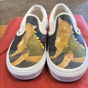 White and Green Dinosaur Graphic Sneakers